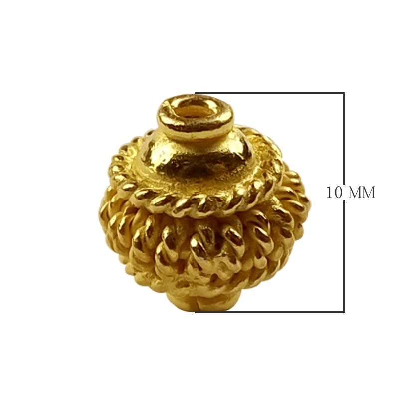 18K gold overlay rope textured Bali spacer bead handcrafted in India for retail and DIY jewelry designs