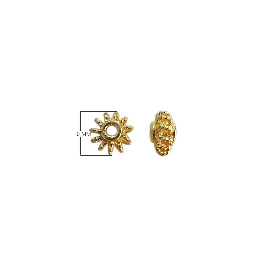 18K gold overlay petite sunburst Bali spacer bead handcrafted in India for retail and DIY jewelry designs