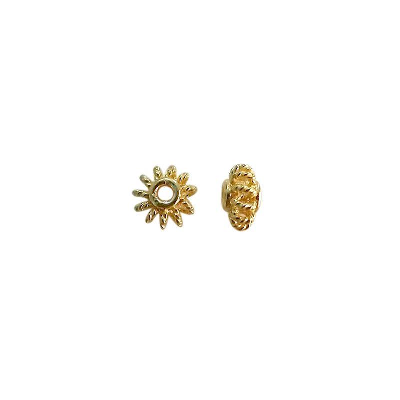 18K gold overlay petite sunburst Bali spacer bead handcrafted in India for retail and DIY jewelry designs