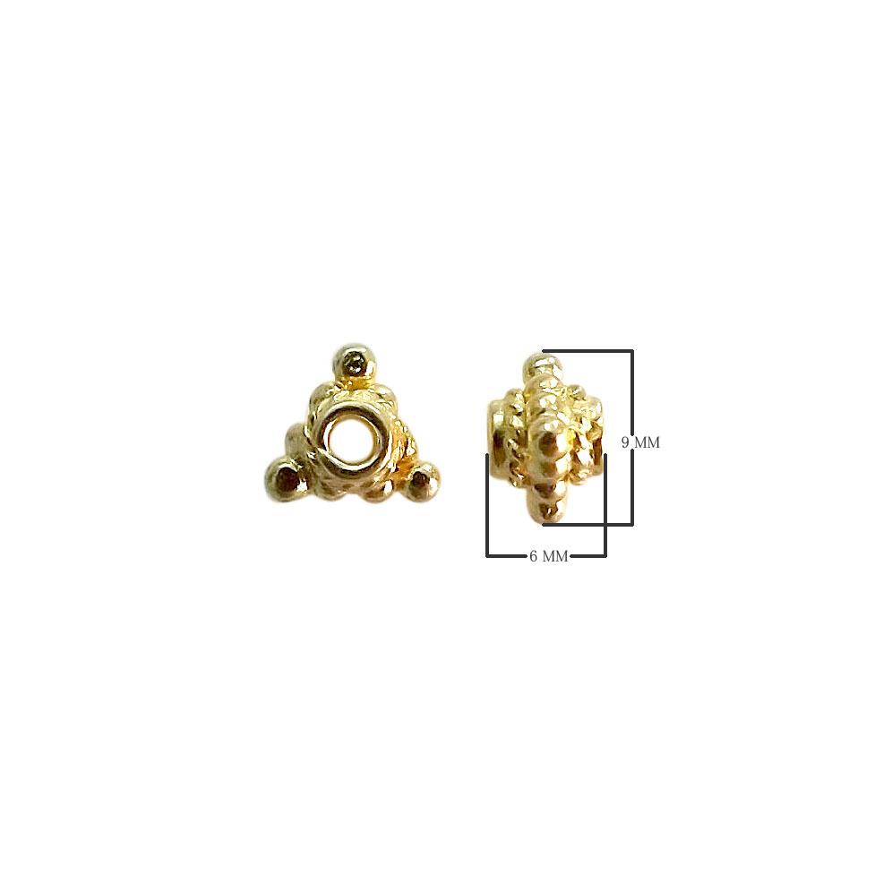 18K gold overlay triangular granulated Bali spacer bead handcrafted in India for retail and DIY jewelry designs