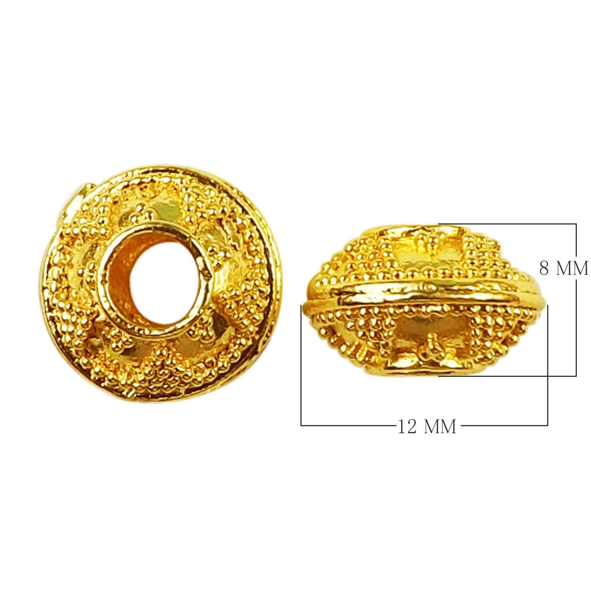 18K gold overlay granulated dome Bali spacer bead handcrafted in India for retail and DIY jewelry designs