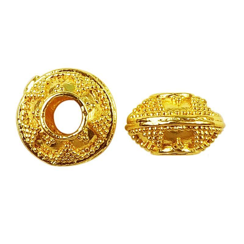18K gold overlay granulated dome Bali spacer bead handcrafted in India for retail and DIY jewelry designs