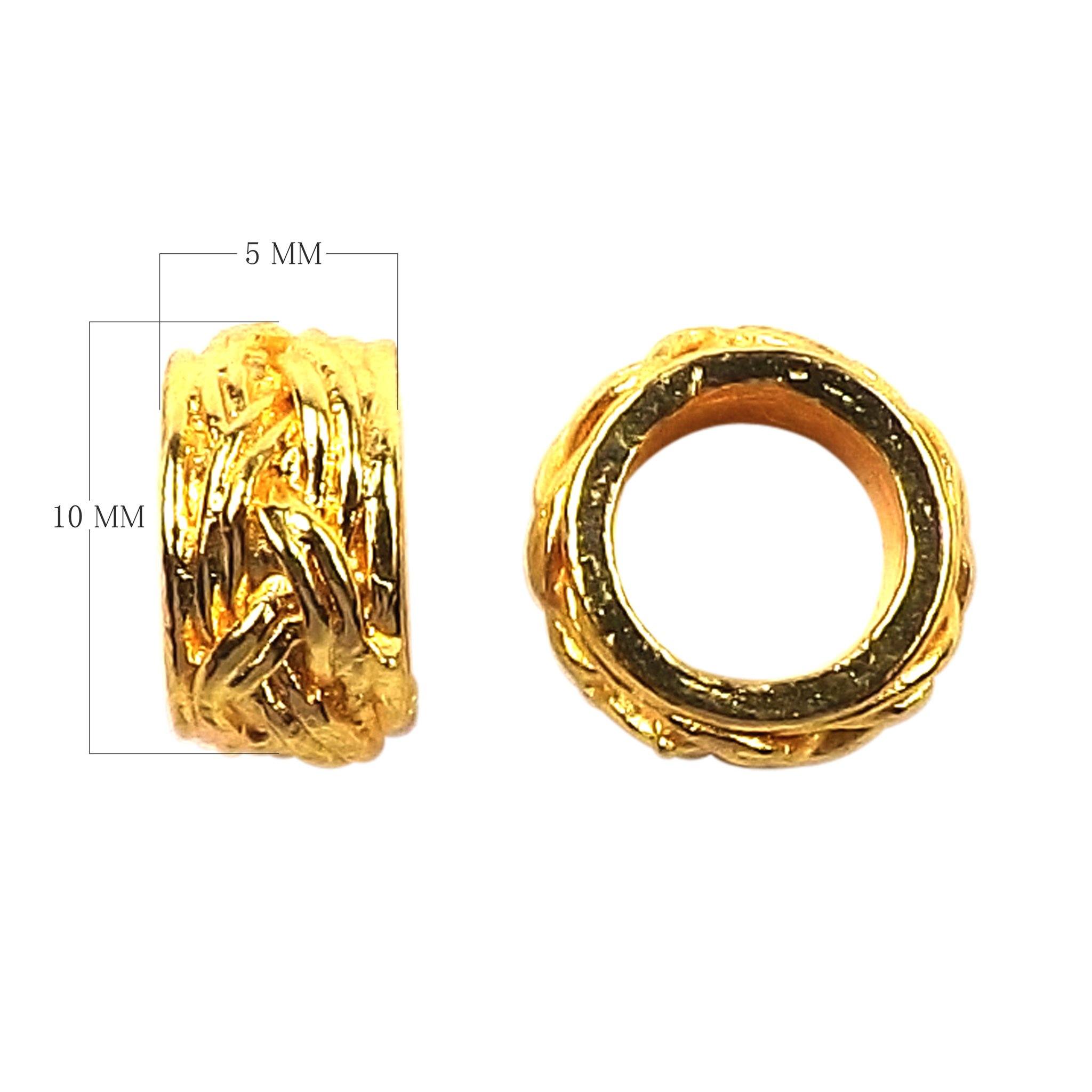 SG-328-5X10MM 18K Gold Overlay Large Hole Spacers Beads Bali Designs Inc 