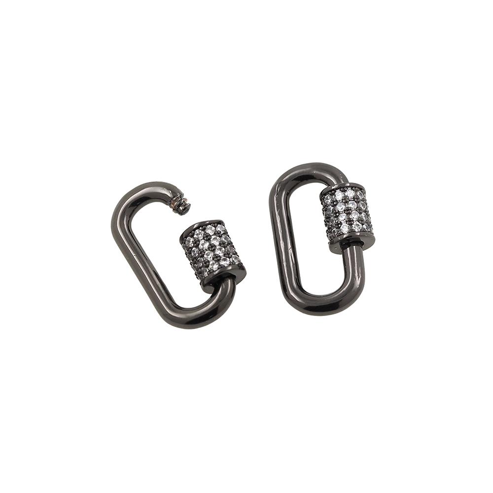 Designer black rhodium oval clasp with crystal lock for stylish jewelry making India