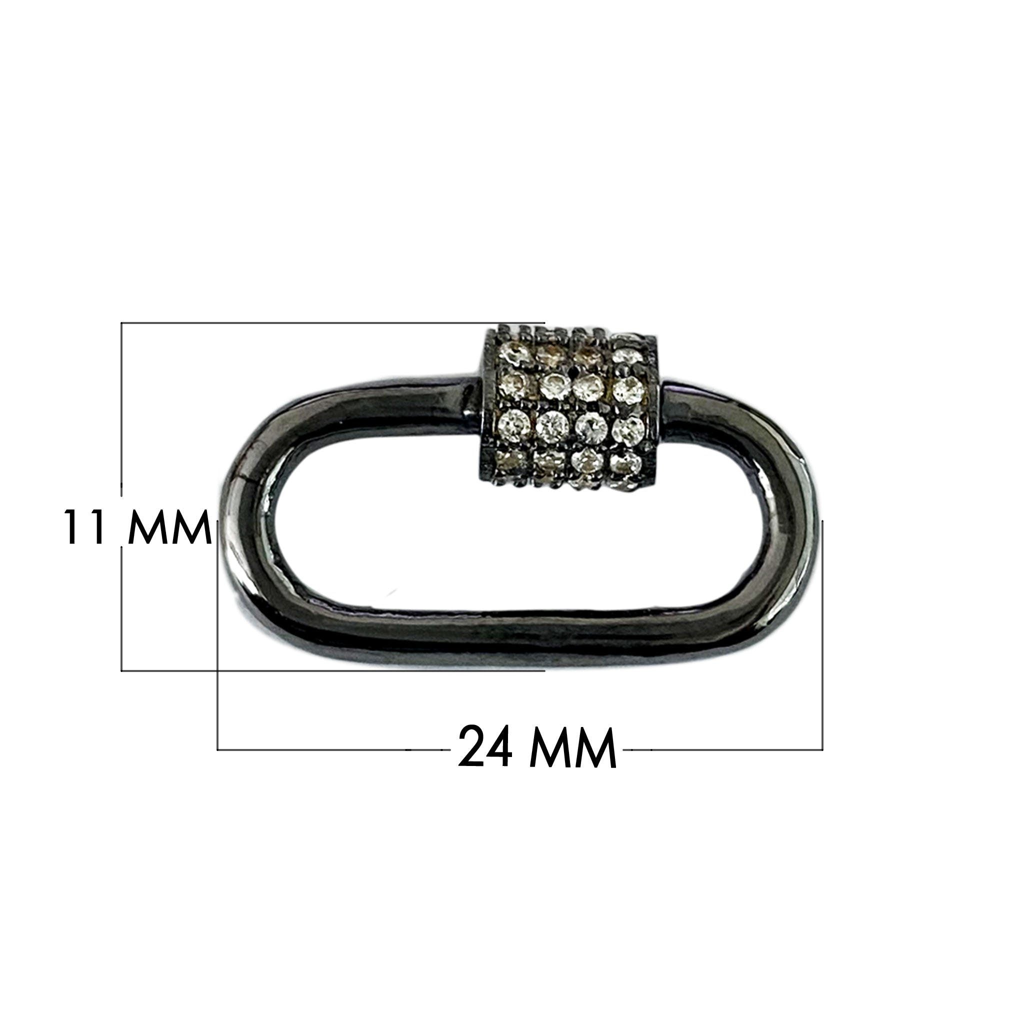 Designer black rhodium oval clasp with crystal lock for stylish jewelry making India