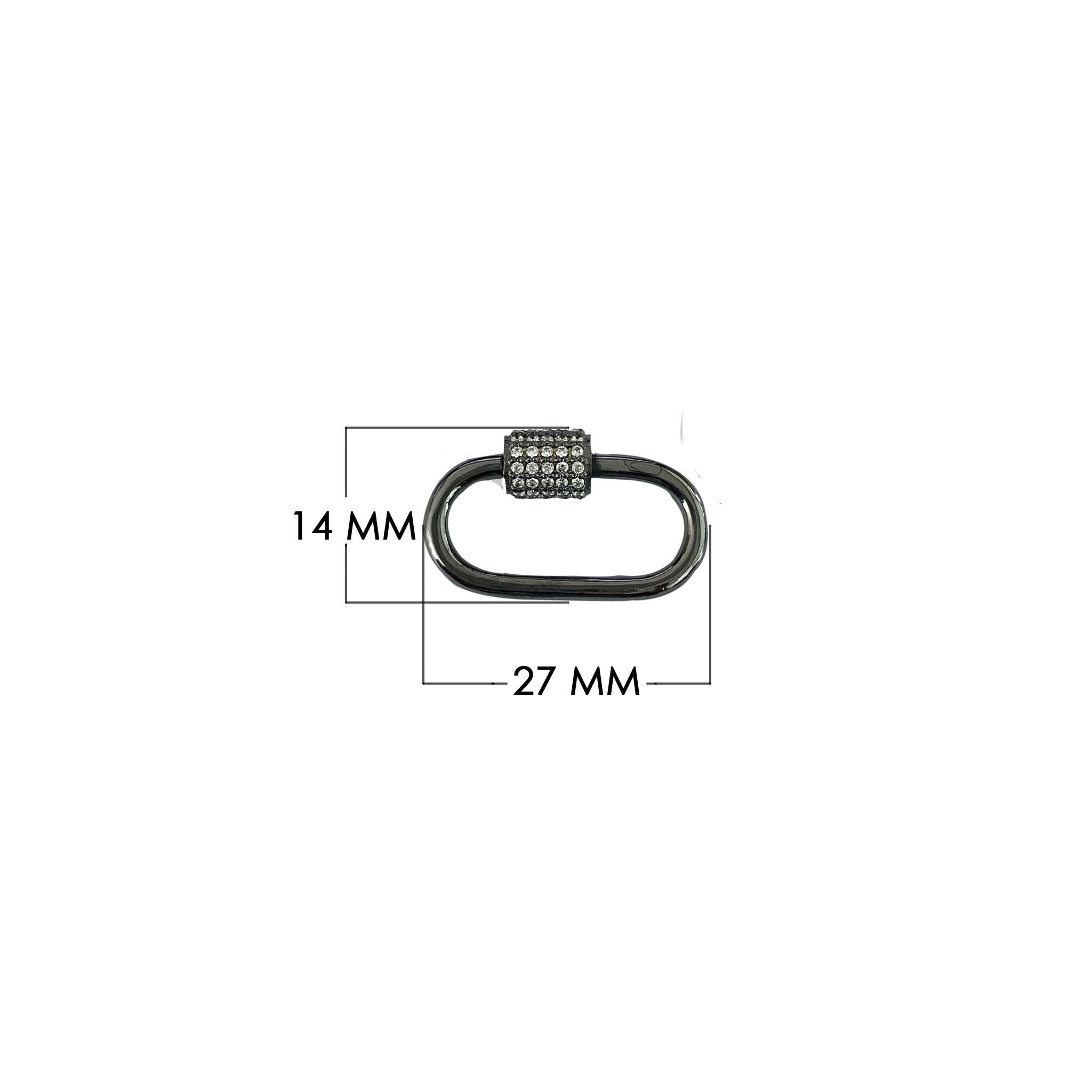 Designer black rhodium oval clasp with crystal lock for stylish jewelry making India