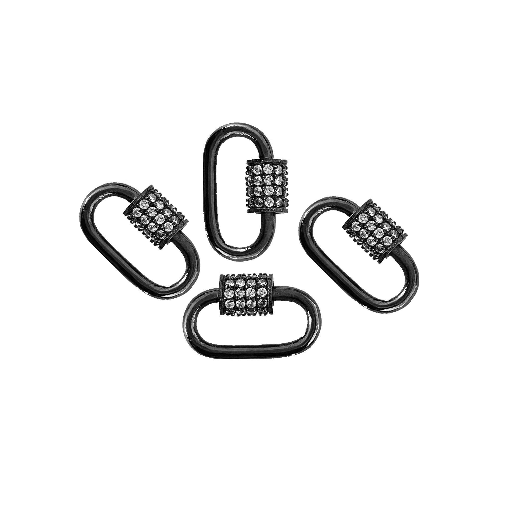Designer black rhodium oval clasp with crystal lock for stylish jewelry making India