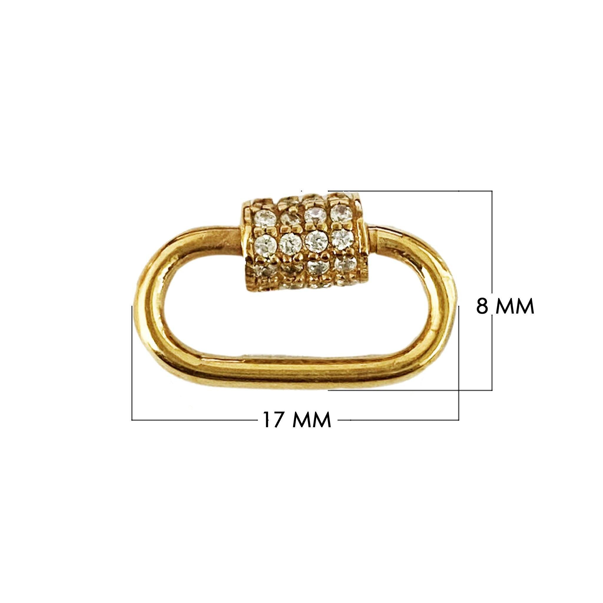 18K gold overlay carabiner lock over copper with cubic zirconia handcrafted in India for fine jewelry