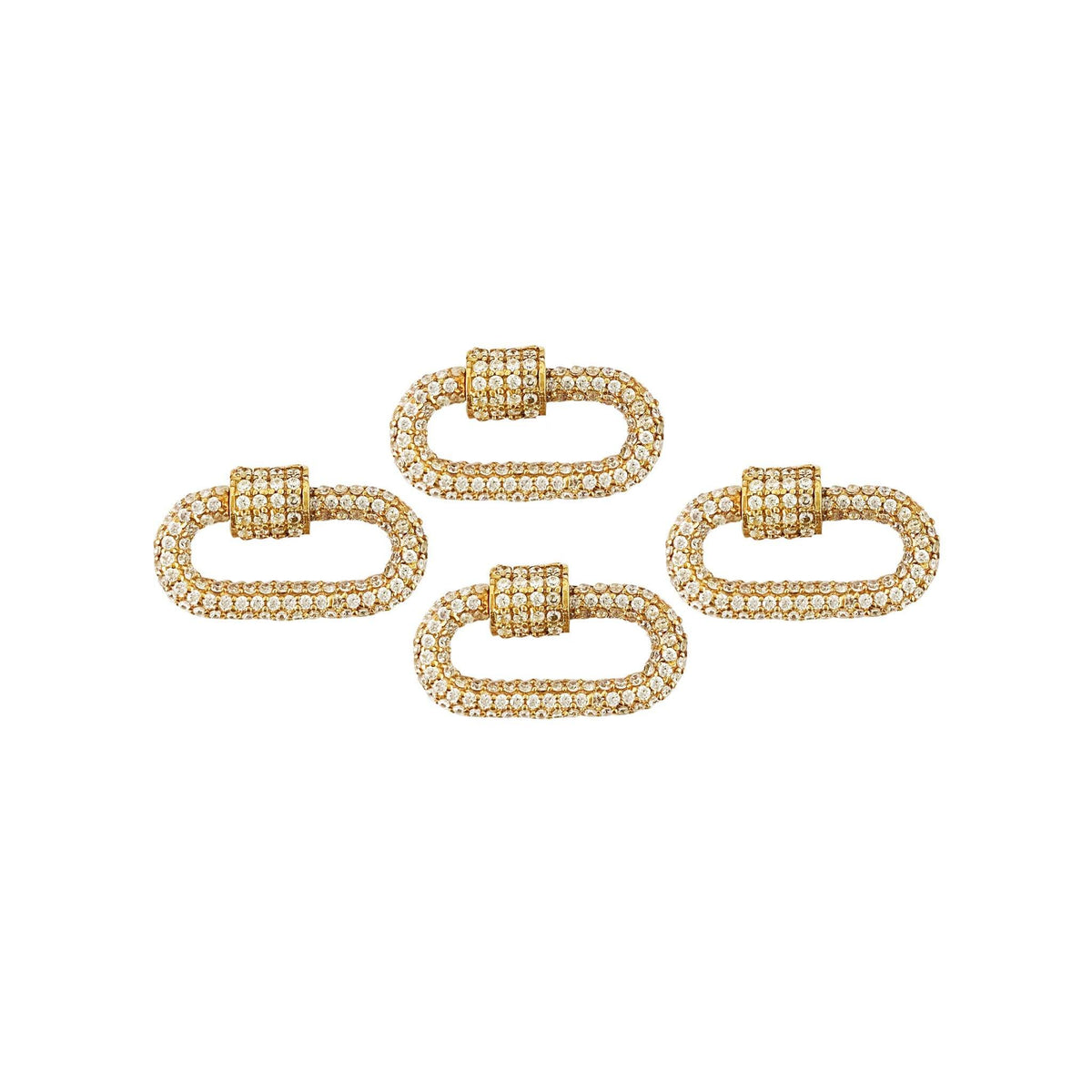 18K gold overlay carabiner lock over copper with cubic zirconia handcrafted in India for luxury jewelry