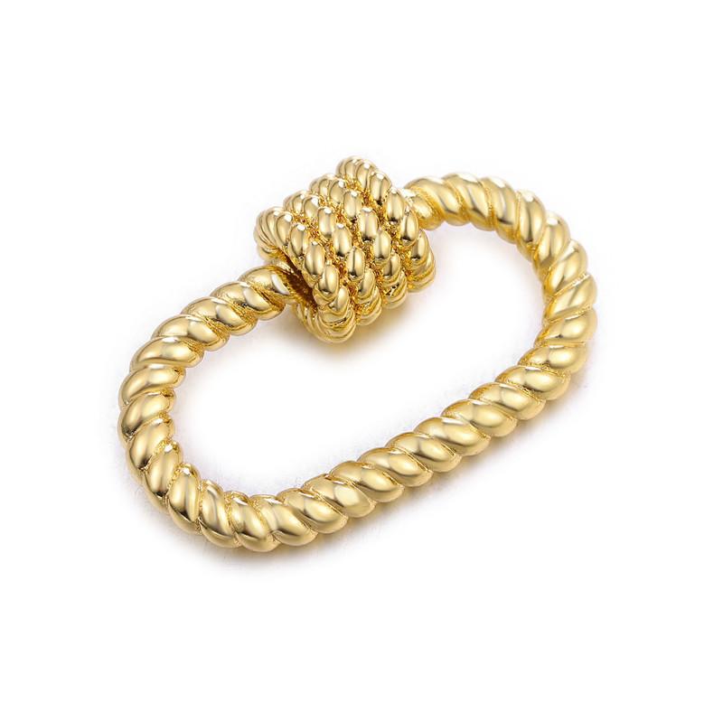 18K gold overlay rope design carabiner lock handcrafted in India for luxury jewelry designs