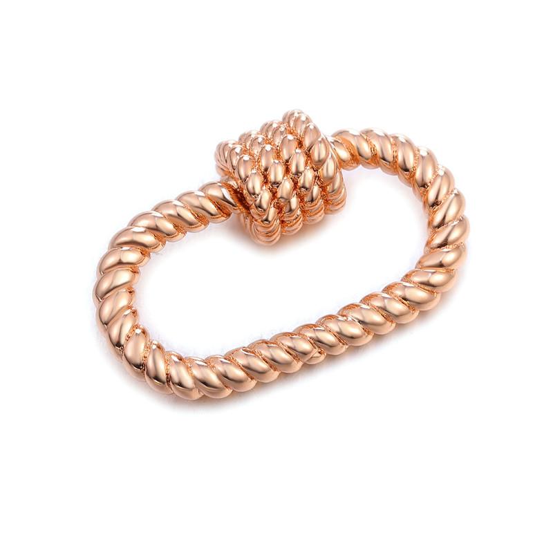 Rose gold overlay rope design carabiner lock handcrafted in India for elegant jewelry designs