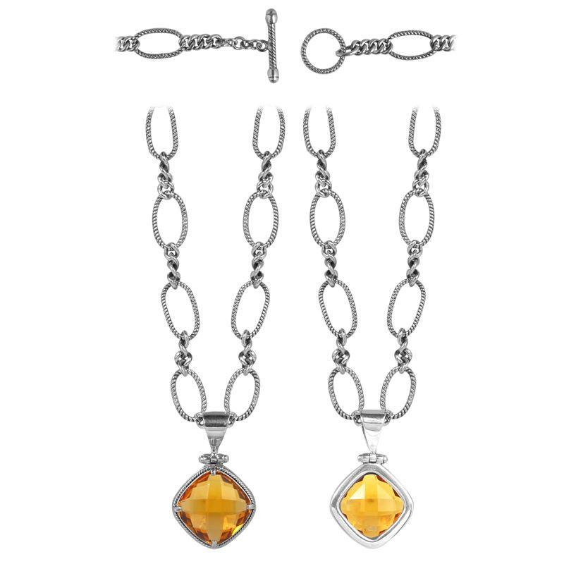 SN-3595-CT Sterling Silver Necklace With Citrine Q. Jewelry Bali Designs Inc 