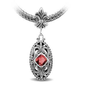 SP-2389-GA Sterling Silver Pendant With Garnet Jewelry Bali Designs Inc 
