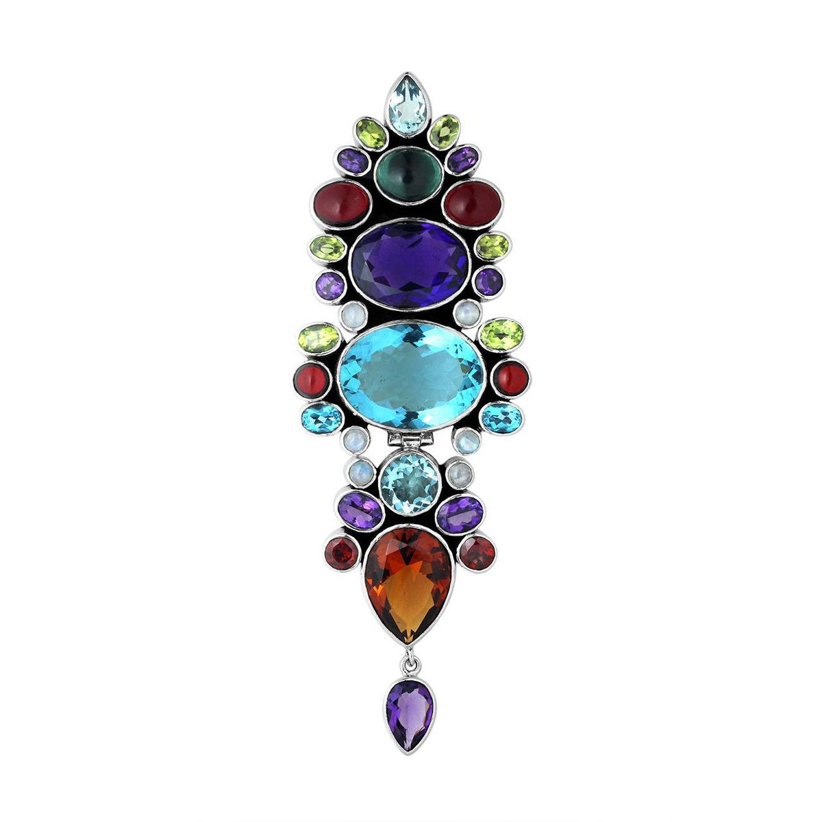 SP-2732-CO2 Sterling Silver Pendant With Multi Stones Jewelry Bali Designs Inc 