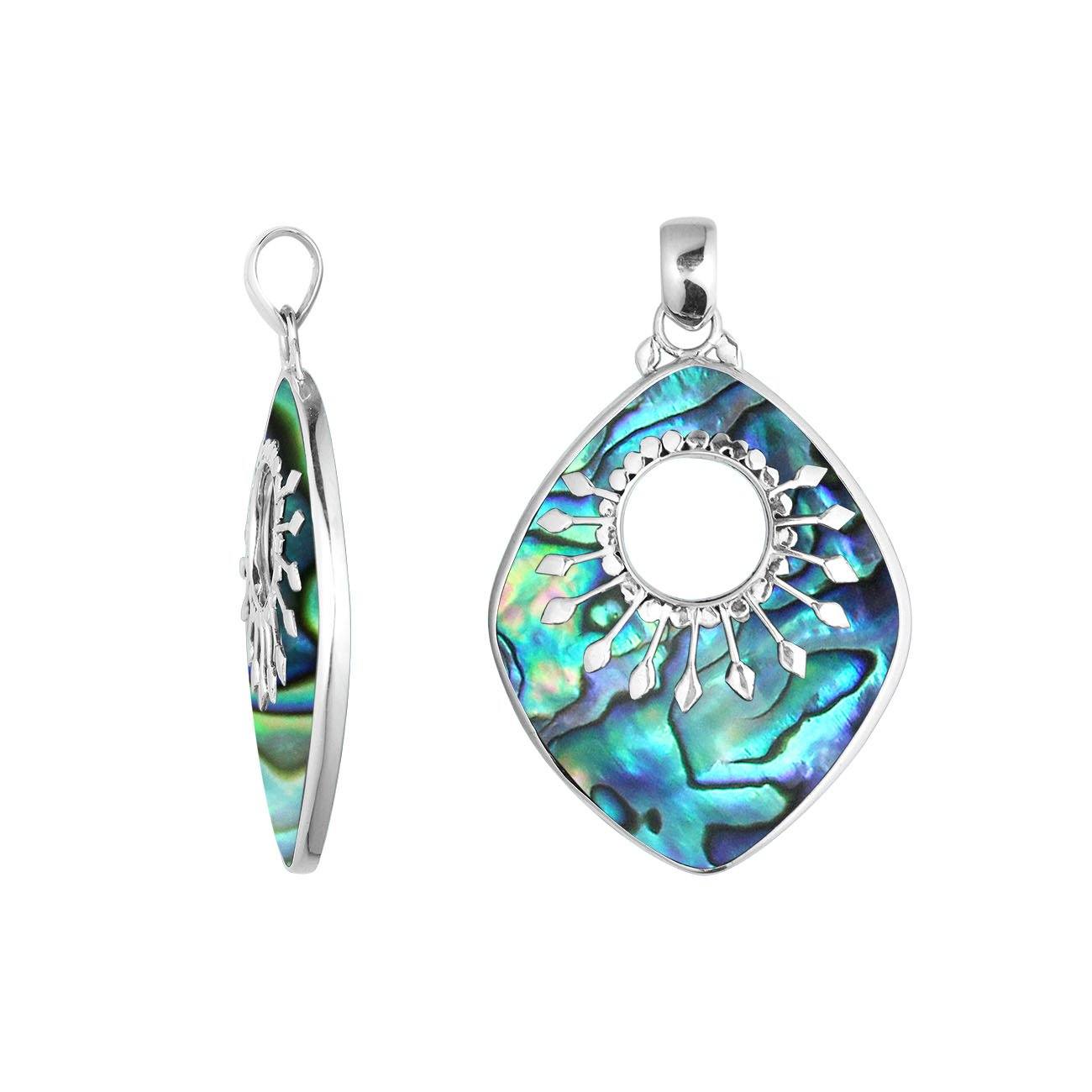 SP-5215-AB Sterling Silver Beautiful Rhombus Designer Pendant With Abalone Shell Jewelry Bali Designs 