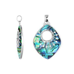 SP-5215-AB Sterling Silver Beautiful Rhombus Designer Pendant With Abalone Shell Jewelry Bali Designs 