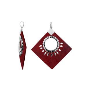 SP-5217-CRR Sterling Silver Pendant With Coral Jewelry Bali Designs Inc 