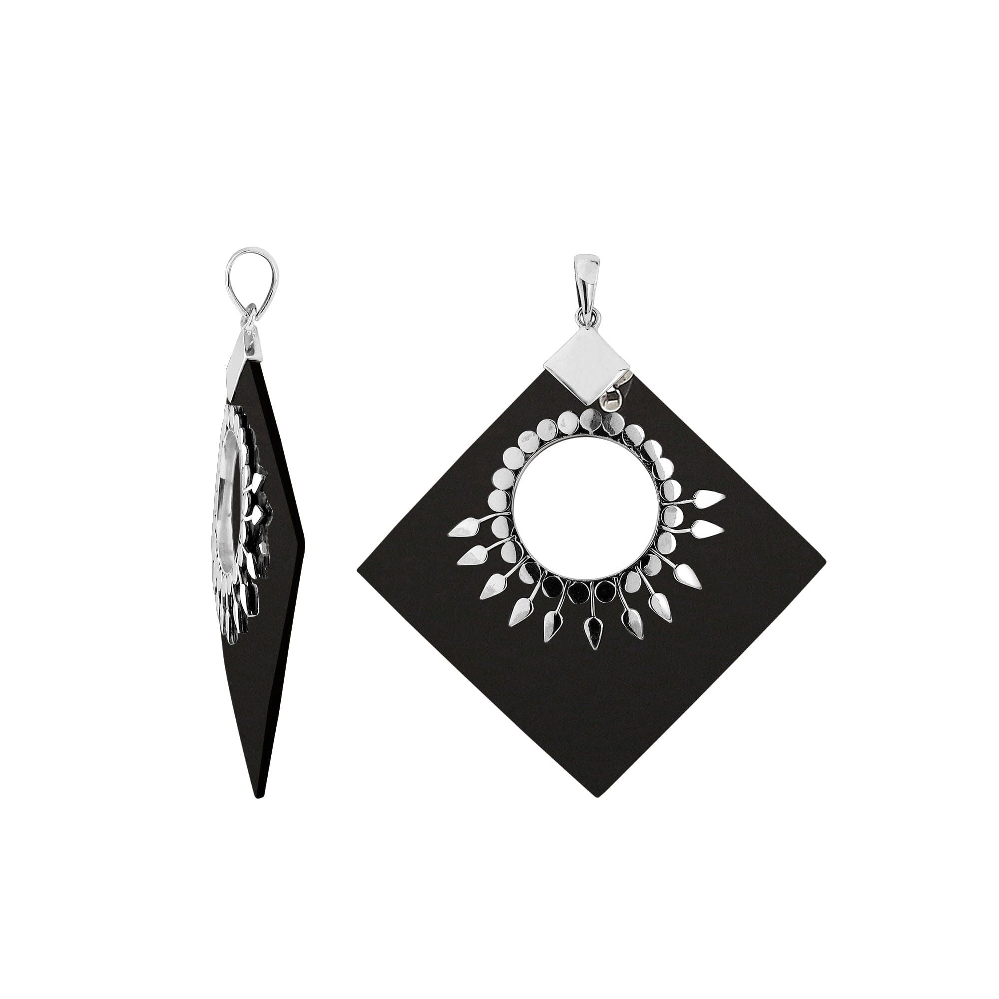 SP-5217-SHB Sterling Silver Pendant With Black Shell Jewelry Bali Designs Inc 