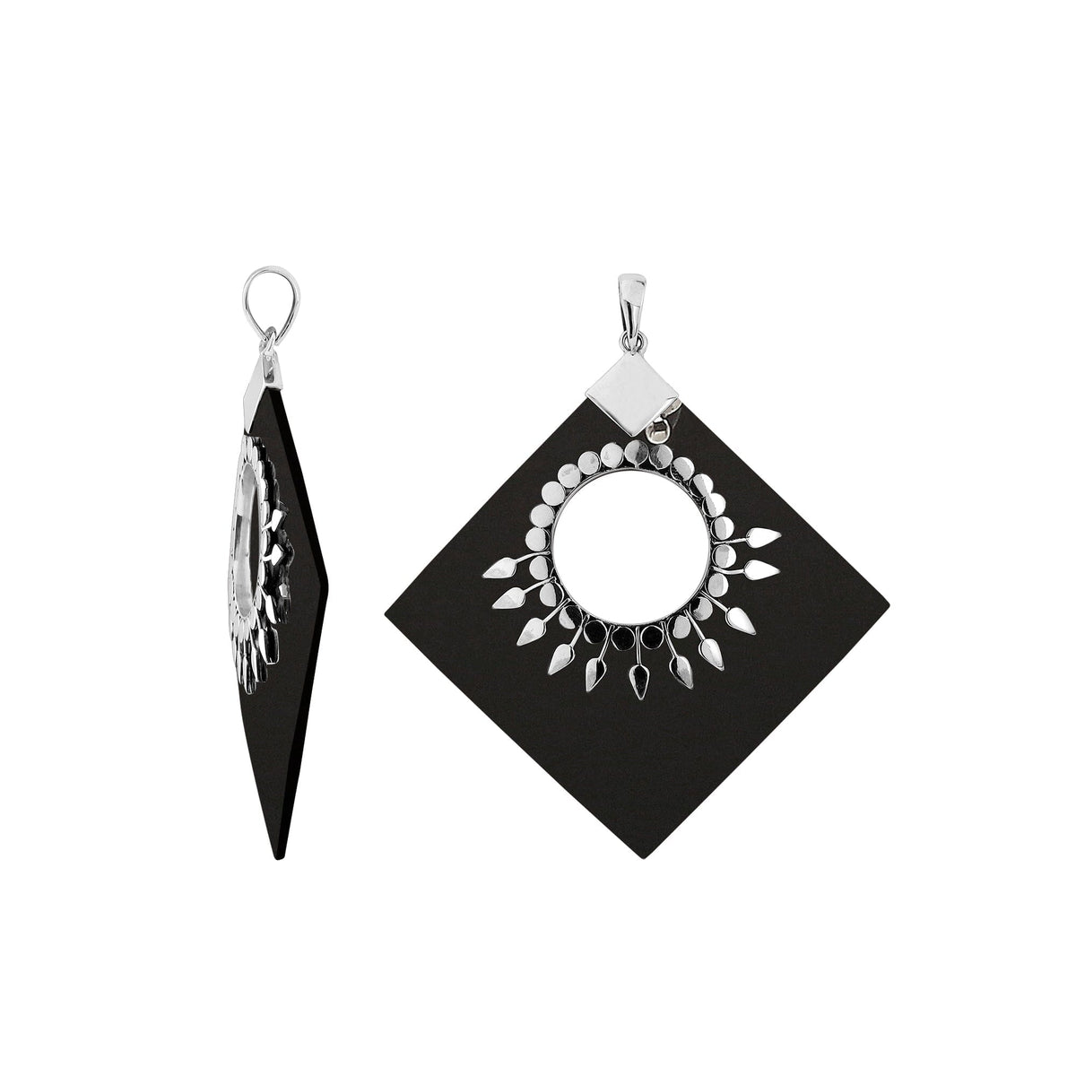 SP-5217-SHB Sterling Silver Pendant With Black Shell Jewelry Bali Designs Inc 