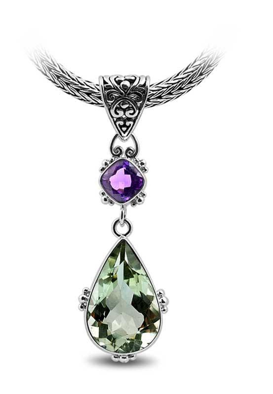 SP-5346-CO1 Sterling Silver Pendant With Amethyst Q., Green Amethyst Q. Jewelry Bali Designs Inc 