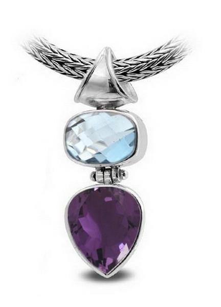 SP-5376-CO2 Sterling Silver Pendant With Blue Topaz Q., Amethyst Q. Jewelry Bali Designs Inc 