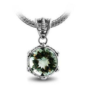 SP-5478-GAM Sterling Silver Pendant With Green Amethyst Q. Jewelry Bali Designs Inc 