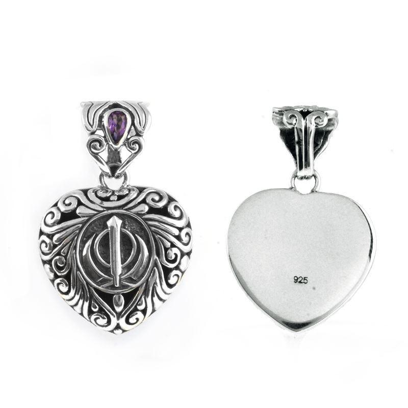 SP-5593-AM Sterling Silver Pendant With Amethyst Q. Jewelry Bali Designs Inc 