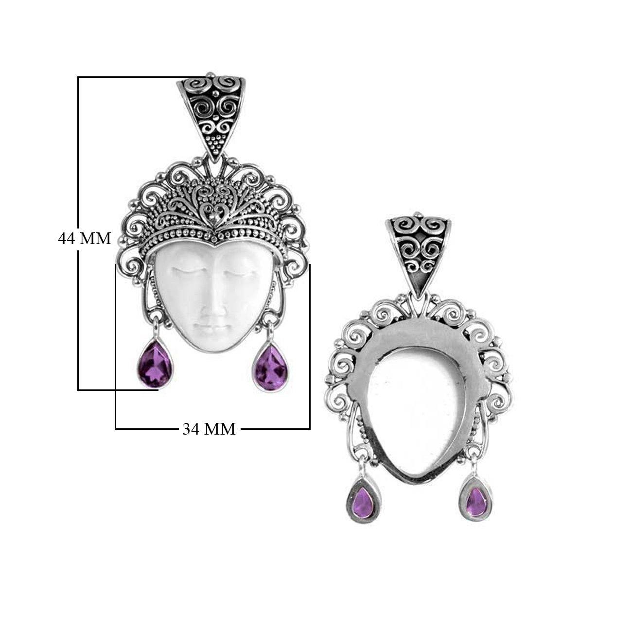 SP-5638-CO1 Sterling Silver Pendant With Amethyst & Bone Face Jewelry Bali Designs Inc 