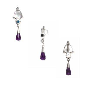 SP-7142-CO1 Sterling Silver Pendant With Shell, Blue Topaz, Amethyst Jewelry Bali Designs Inc 
