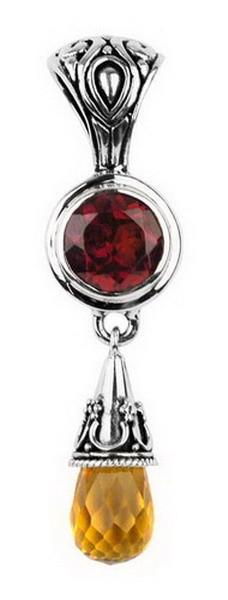 SP-7143-CO1 Sterling Silver Pendant With Citrine Q., Garnet Q. Jewelry Bali Designs Inc 