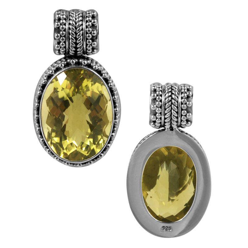 SP-7990-LQ Sterling Silver Pendant With Lemon Quartz Jewelry Bali Designs Inc 