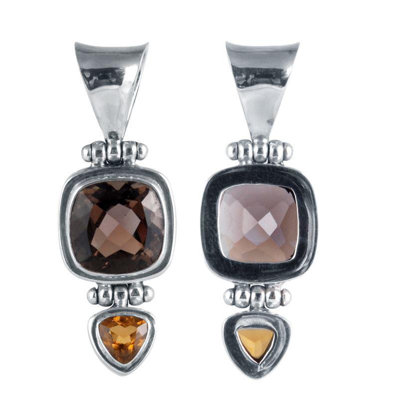 SP-8115-CO1 Sterling Silver Pendant With Smokey Quartz, Citrine Q. Jewelry Bali Designs Inc 