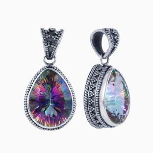 SP-8205-MT Sterling Silver Pendant With Mystic Quartz Jewelry Bali Designs Inc 