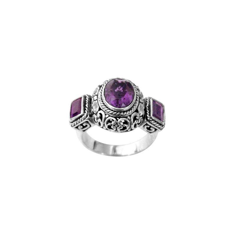 SR-1979-AM-5" Sterling Silver Ring With Amethyst Q. Jewelry Bali Designs Inc 