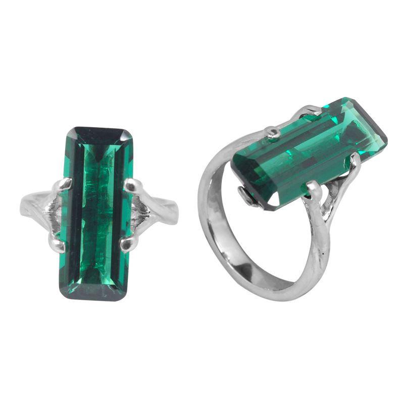 SR-415-GQ-7" Sterling Silver Ring With Green Quartz Jewelry Bali Designs Inc 