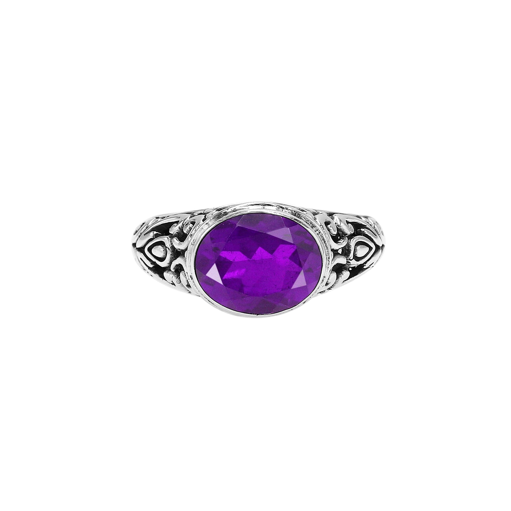 SR-4218-AM-6 Sterling Silver Ring With Amethyst Q. Jewelry Bali Designs Inc 