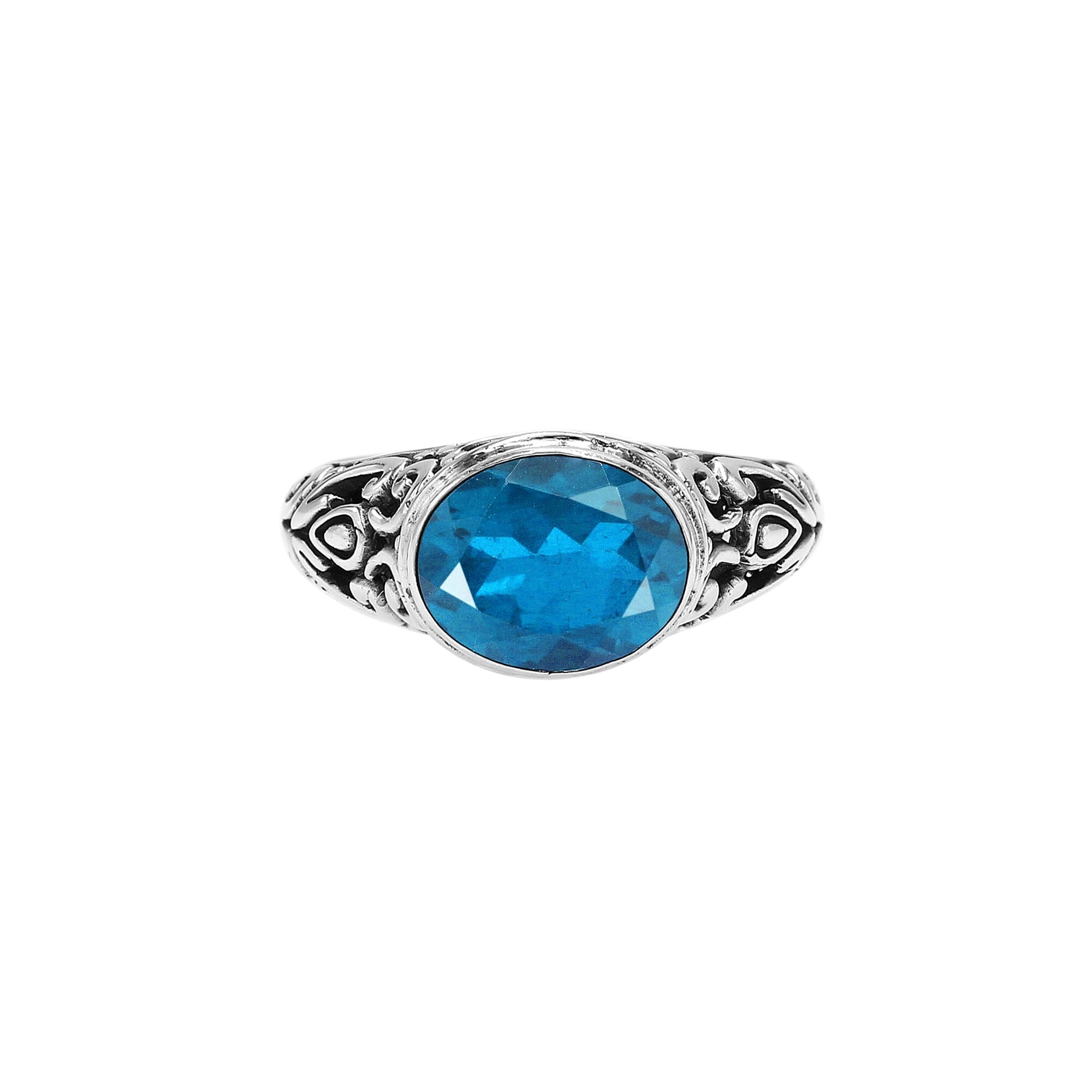SR-4218-BT-5" Sterling Silver Ring With Blue Topaz Q. Jewelry Bali Designs Inc 