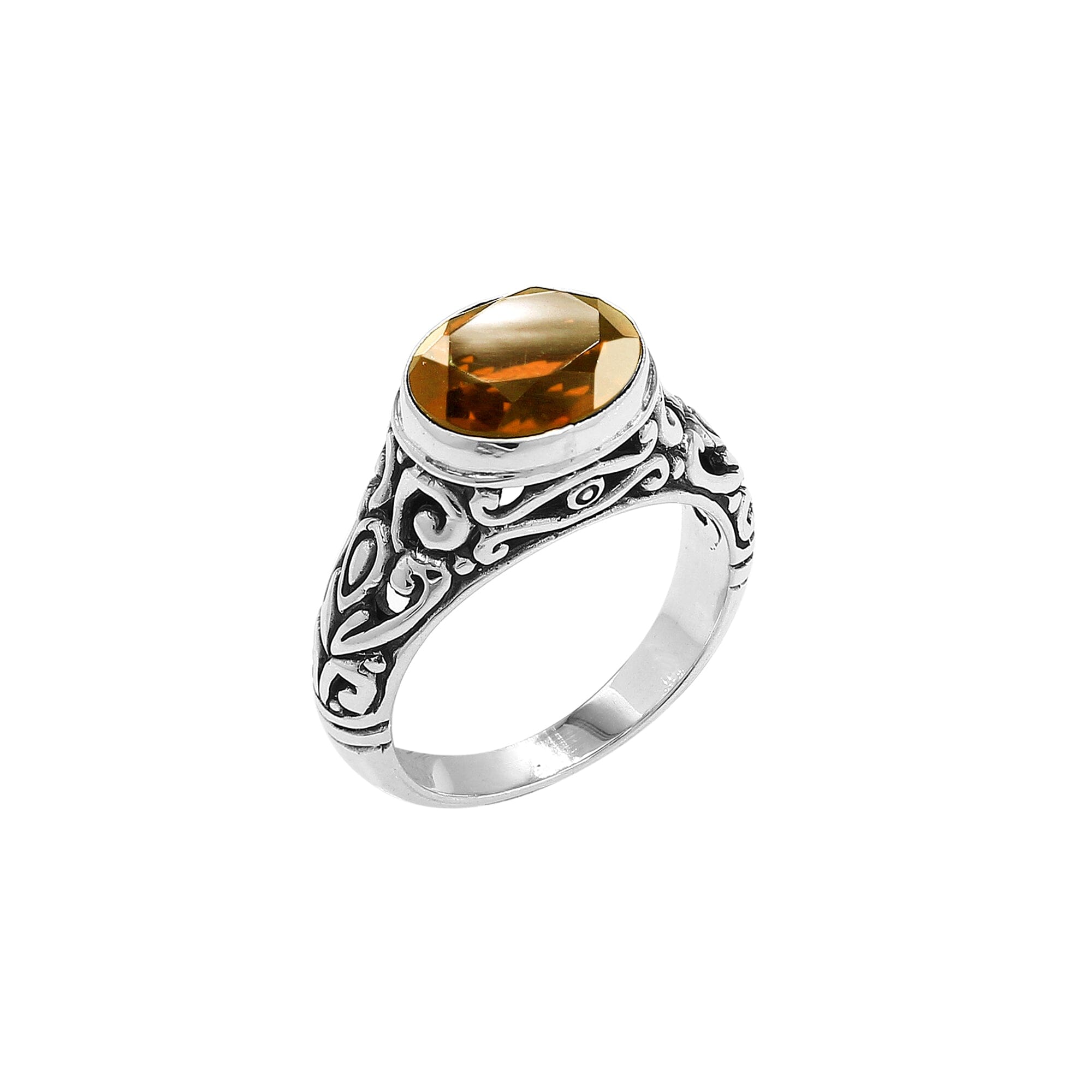 SR-4218-CT-6 Sterling Silver Ring With Citrine Q. Jewelry Bali Designs Inc 