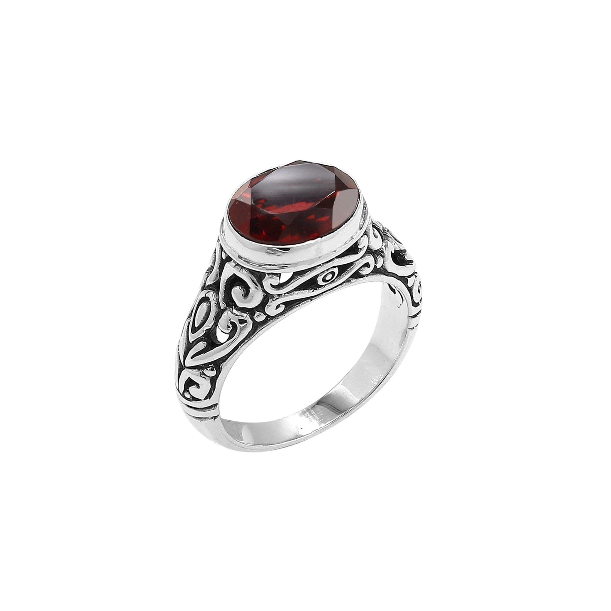 SR-4218-GA-5 Sterling Silver Ring With Garnet Q. Jewelry Bali Designs Inc 