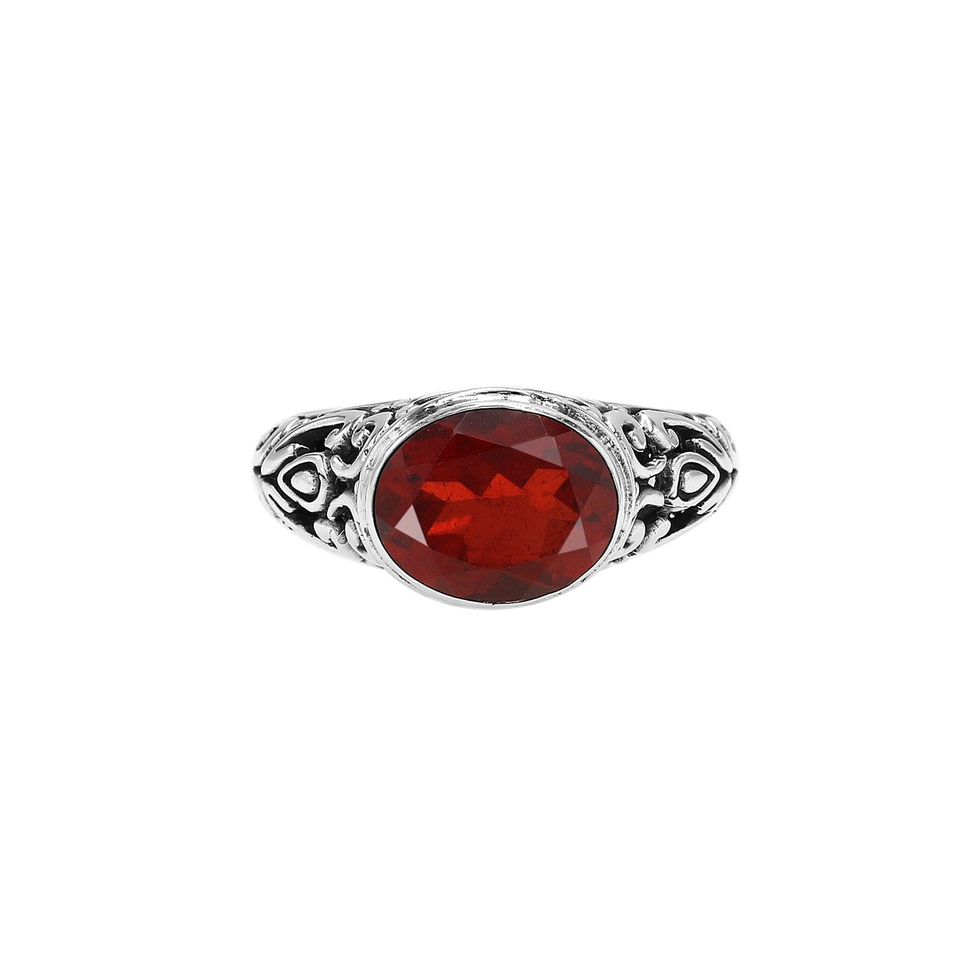 SR-4218-GA-5 Sterling Silver Ring With Garnet Q. Jewelry Bali Designs Inc 