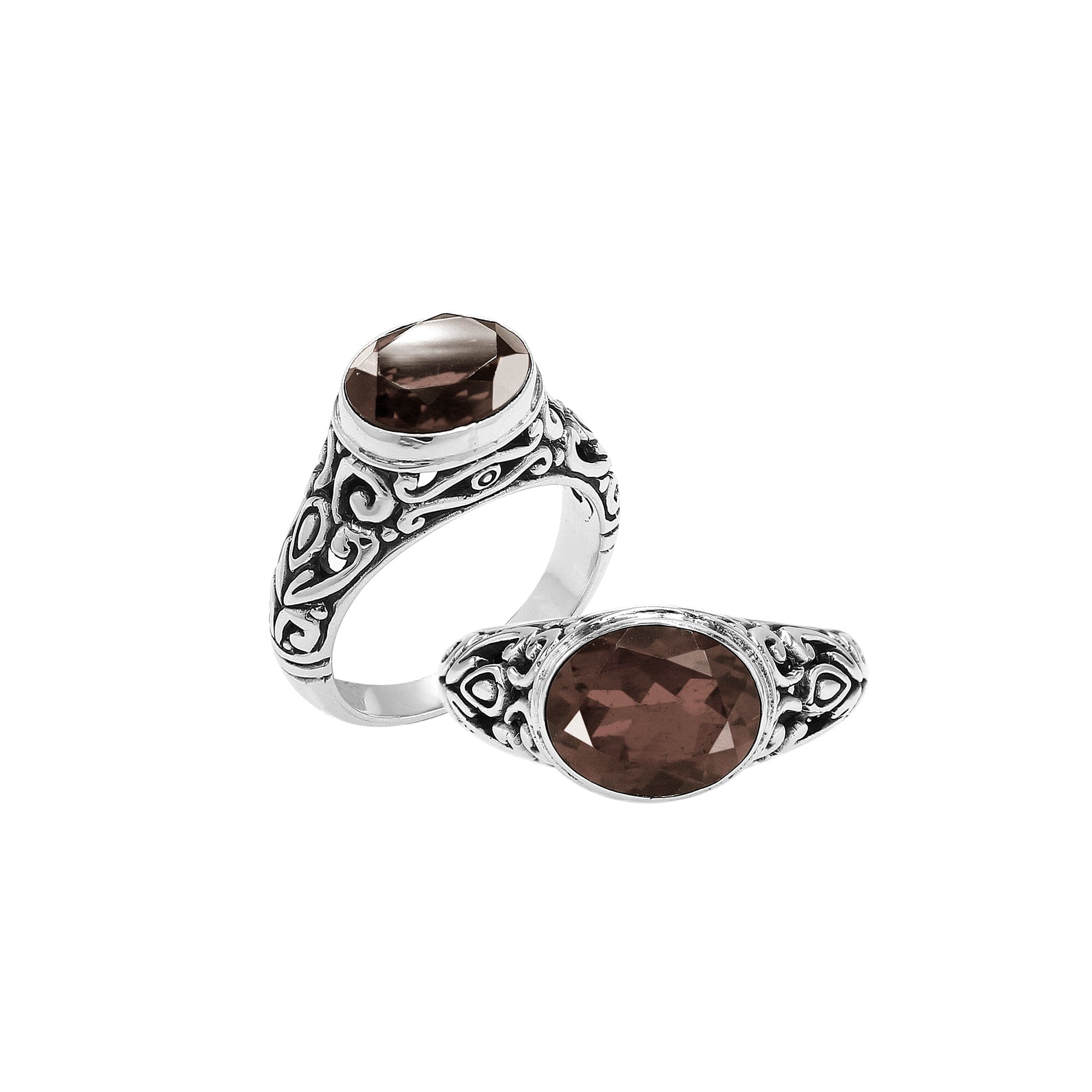 SR-4218-ST-6 Sterling Silver Ring With Smokey Quartz Jewelry Bali Designs Inc 