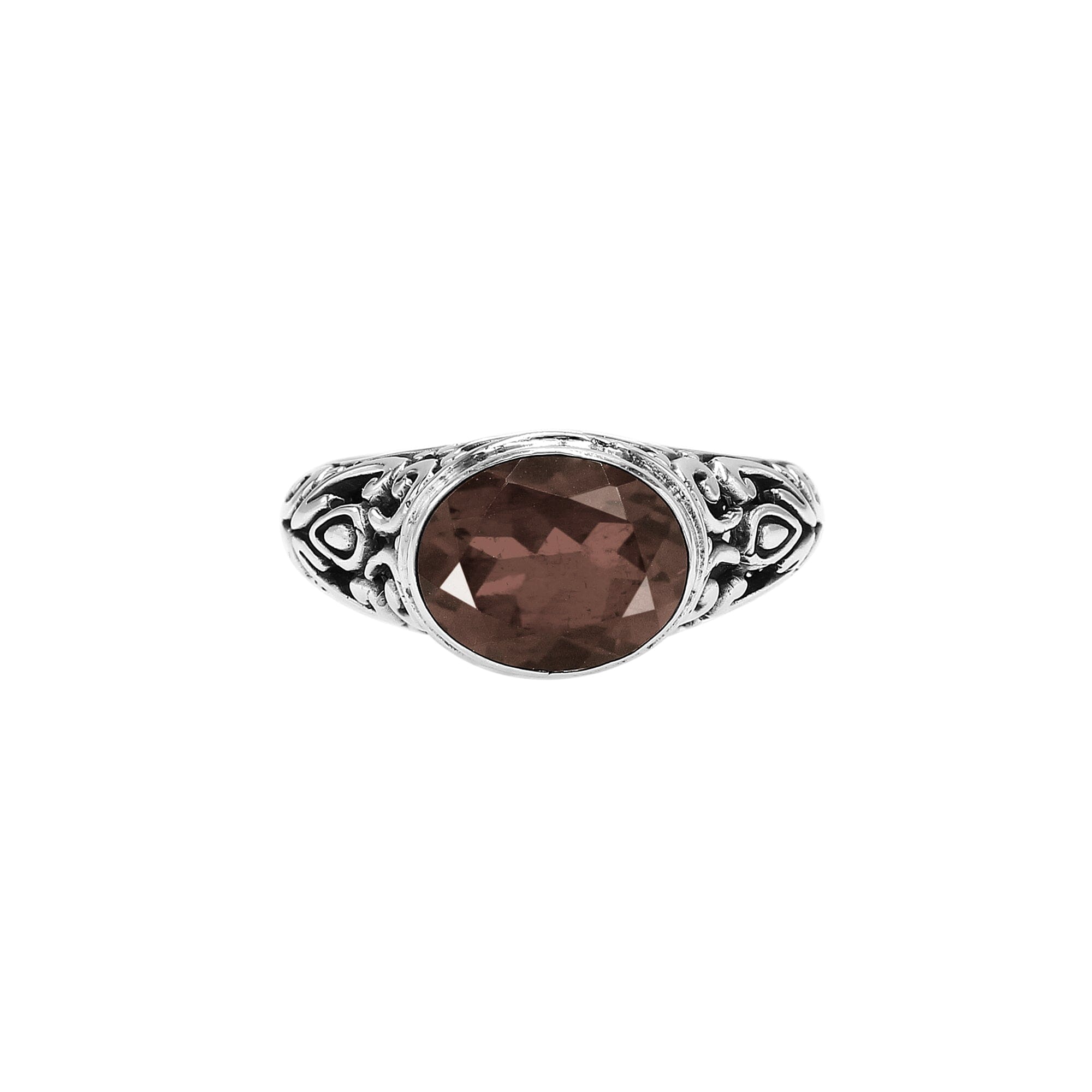 SR-4218-ST-6 Sterling Silver Ring With Smokey Quartz Jewelry Bali Designs Inc 