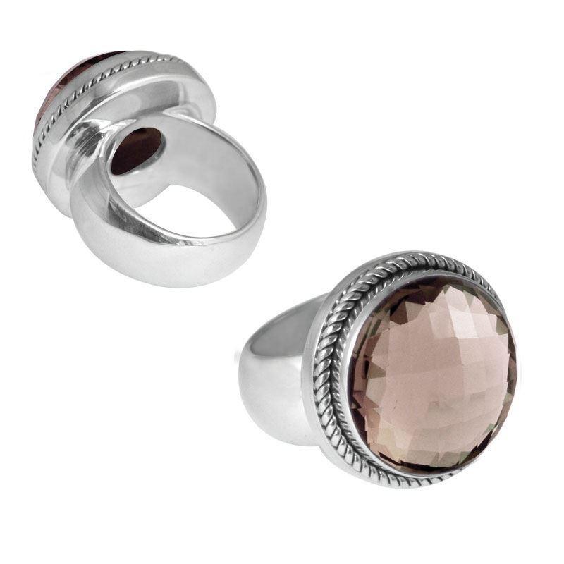 SR-5348-ST-10" Sterling Silver Ring With Smokey Quartz Jewelry Bali Designs Inc 