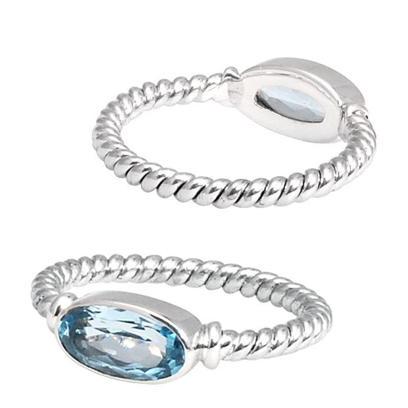 SR-5362-BT-10" Sterling Silver Ring With Blue Topaz Jewelry Bali Designs Inc 