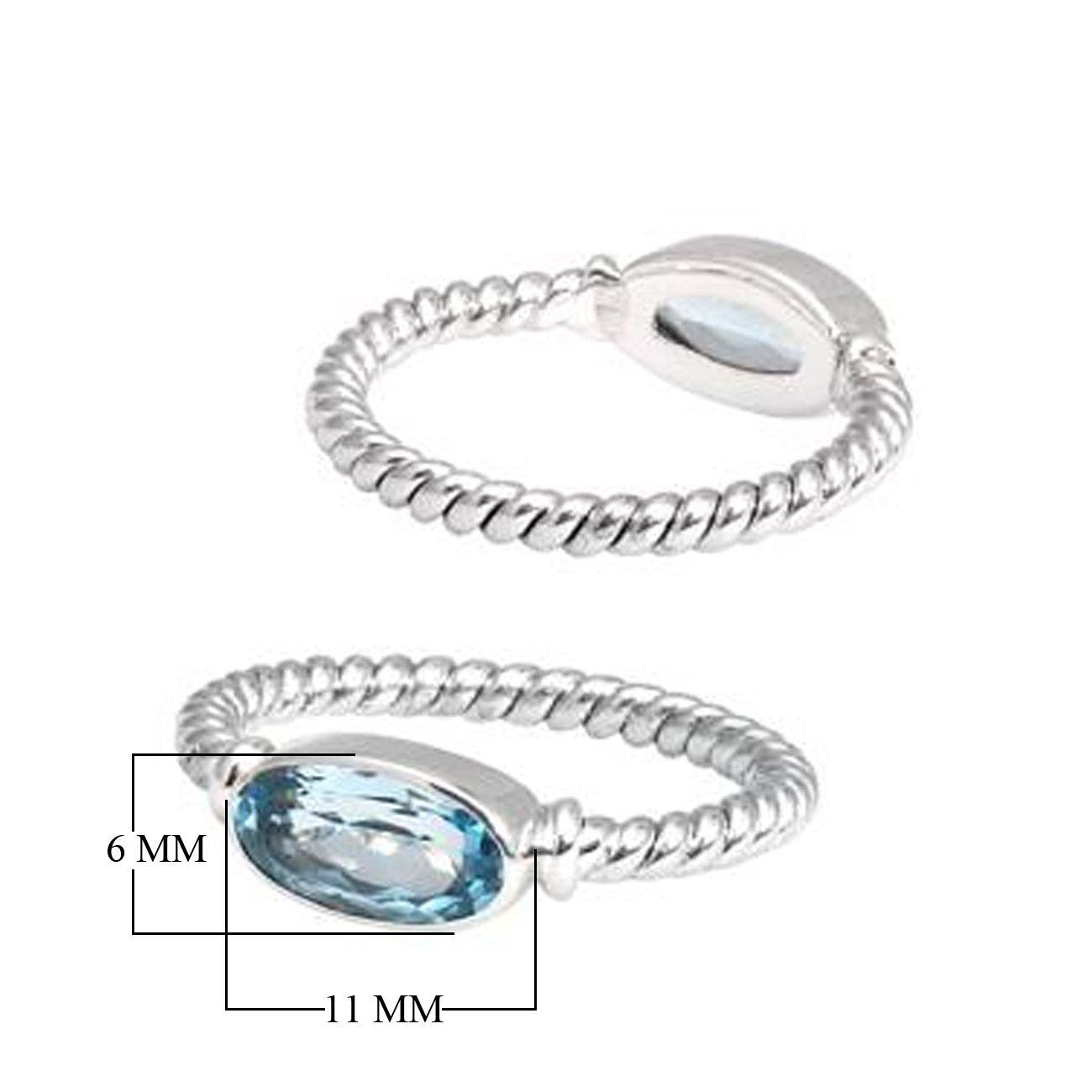 SR-5362-BT-10" Sterling Silver Ring With Blue Topaz Jewelry Bali Designs Inc 