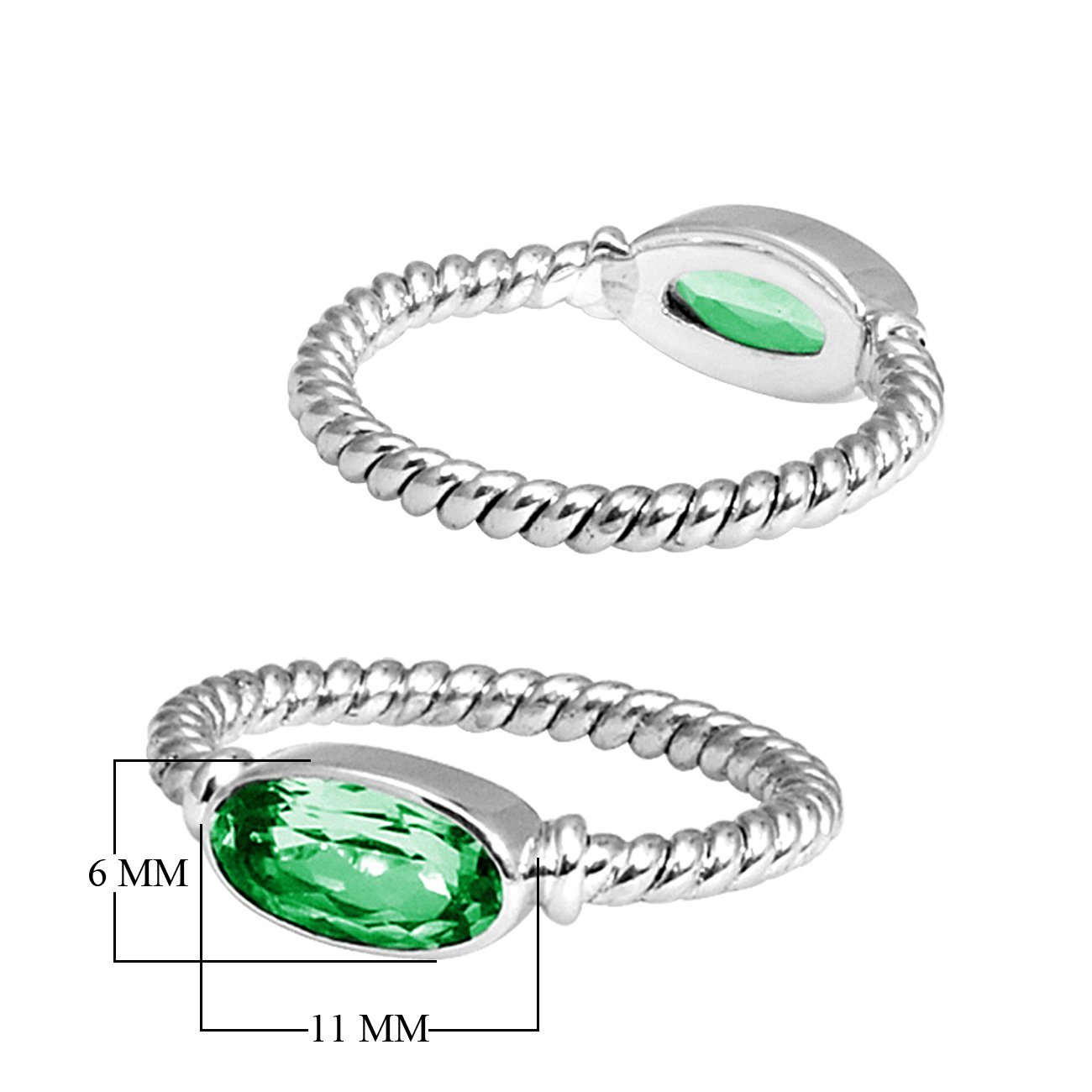 SR-5362-GQ-10" Sterling Silver Ring With Green Quartz Jewelry Bali Designs Inc 