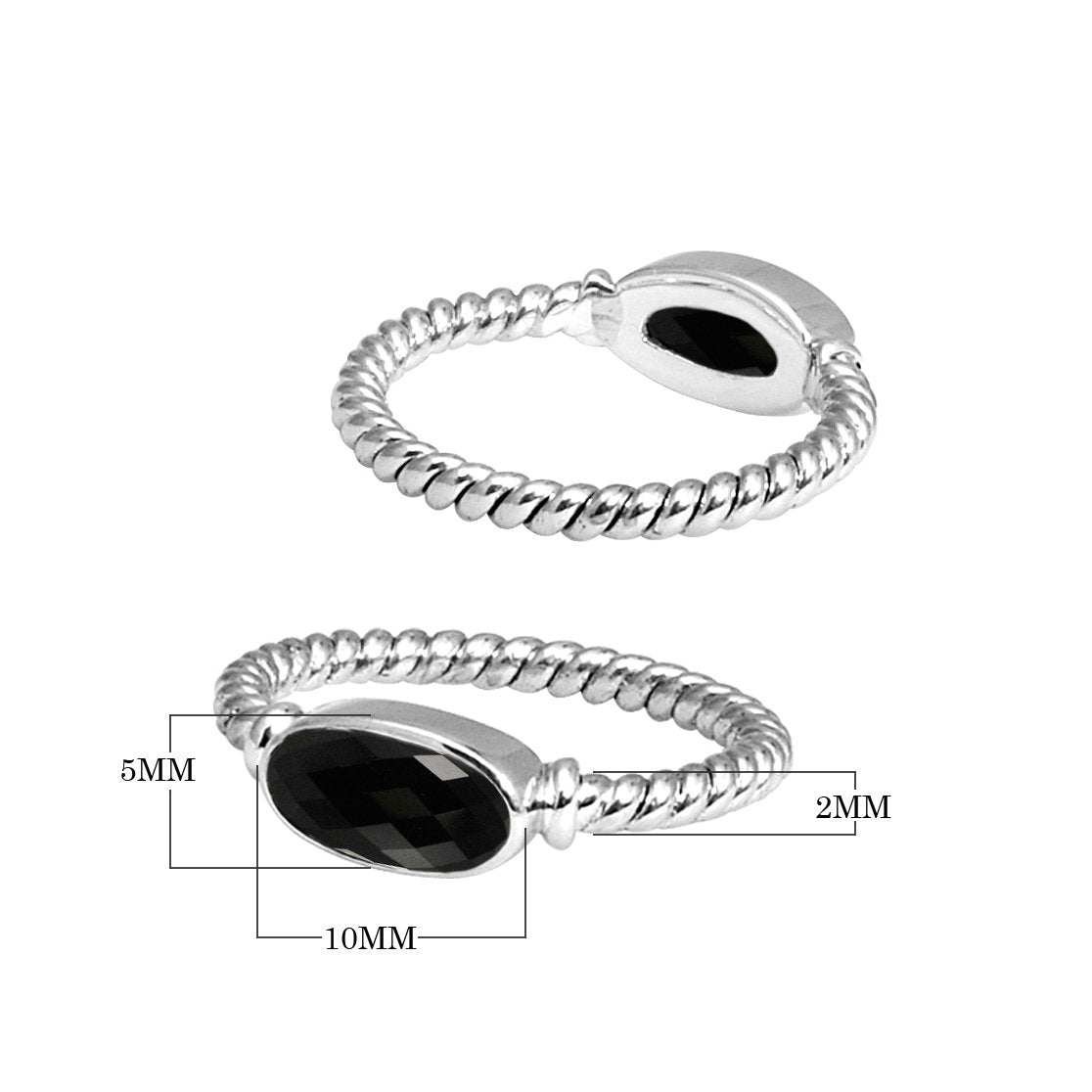 SR-5362-OX-4'' Sterling Silver Ring With Black Onyx Jewelry Bali Designs Inc 