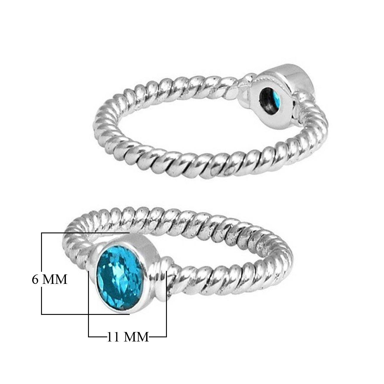 SR-5364-BT-4" Sterling Silver Ring With Blue Topaz Jewelry Bali Designs Inc 