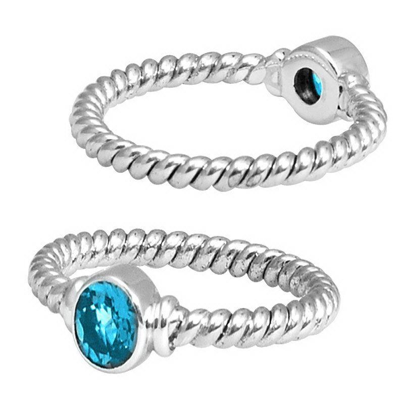 SR-5364-BT-4" Sterling Silver Ring With Blue Topaz Jewelry Bali Designs Inc 