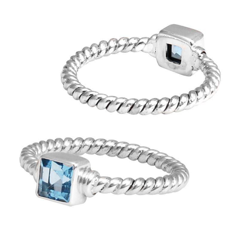 SR-5366-BT-4" Sterling Silver Ring With Blue Topaz Jewelry Bali Designs Inc 